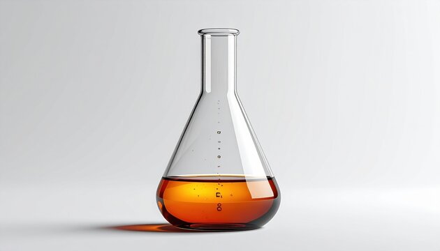 Laboratory Erlenmeyer Flask with Orange Solution