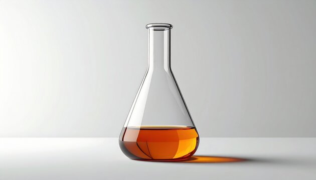 Erlenmeyer Laboratory Flask with Orange Chemical Solution