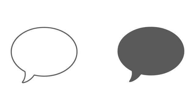 Oval speech bubble message icon in clean outline and solid vector illustration