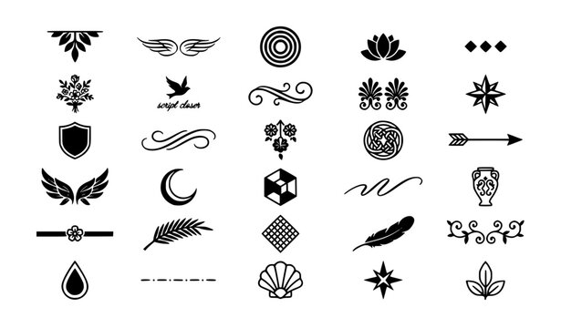 Calligraphic Vignettes Tailpieces and End-of-Text Chapter Stamps
