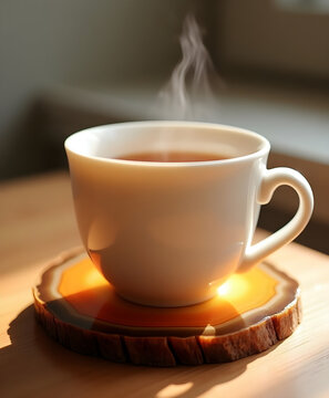 Tea cup on agate coaster