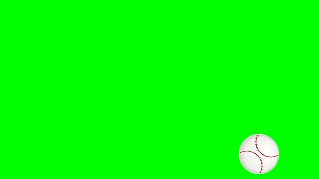 Baseball Ball Bouncing on Green Screen Background - Sports Baseball Animation Loop