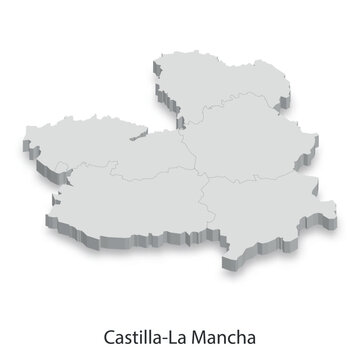 3D Map of Castilla-La Mancha, Spain - Regional Boundaries and Landscape