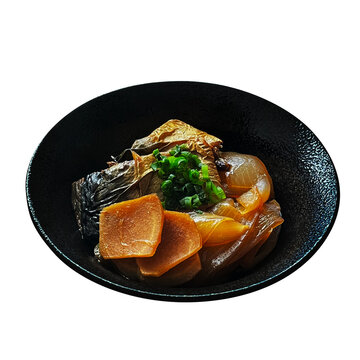 焼き鯖の煮付け  郷土料理 白背景 切り抜き お惣菜 和食 おかず 素材