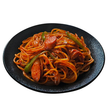 ナポリタン 洋食 白背景 切り抜き カフェ 主食 おかず 食材 素材