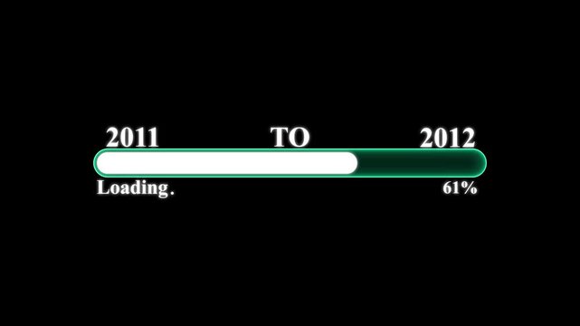 Digital loading progress bar animation transitioning from 2011 to 2012 year concept