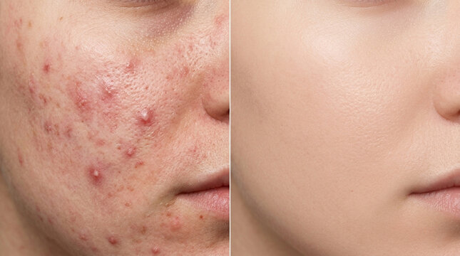 Before and After Skin Transformation: Acne Treatment, Clear Complexion