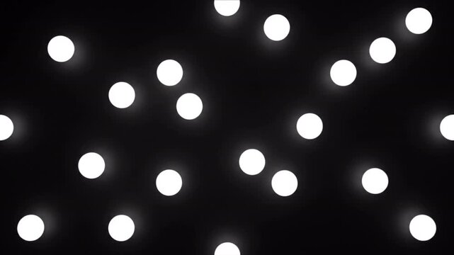 漆黒のマットな平面上で静かに漂う白い光子球体の幾何学3Dアニメーション