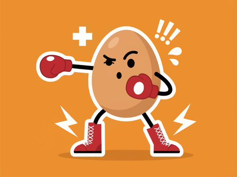 Funny Boxer Egg Character Vector Illustration