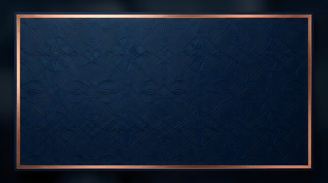 Elegant rectangular frame with a thin copper border on a dark blue textured background for luxury design