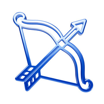 Blue glossy featuring a traditional bow and crossed arrow with feathered tail