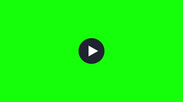Play Circle Button pulsing like breathing, Green Screen Loop Animation