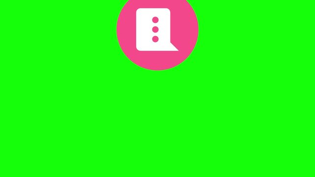 Chat Bubble with Dots orbiting the screen counterclockwise on a circular chip, Green Screen Loop Animation
