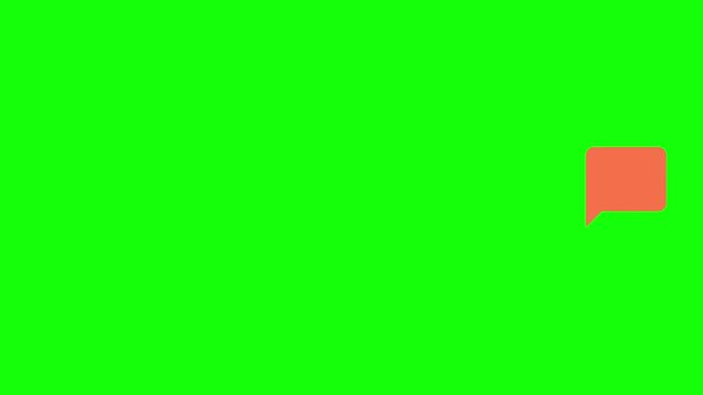 Chat Bubble Icon flying across screen right to left, Green Screen Loop Animation