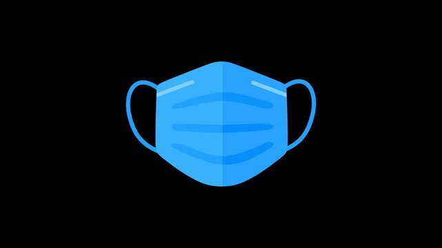 Face Mask and Safety Animation Alpha Transparent Background. 4K Resolution