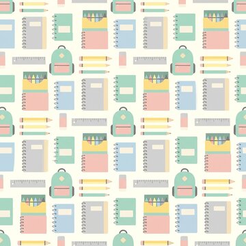 Seamless pattern with school supplies 