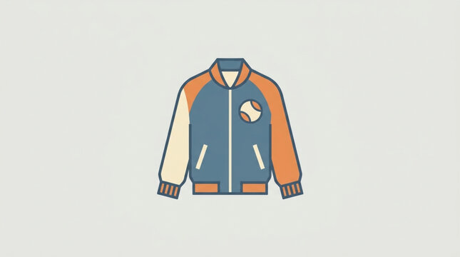 Retro Varsity Jacket with Baseball Patch - Streetwear Fashion Illustration