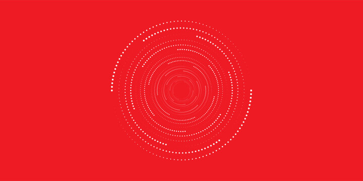 Collection of red concentric circles. Collection of radial sound wave or sonar rings. Pack of radar icon symbols, targets, dashed lines, halftones.