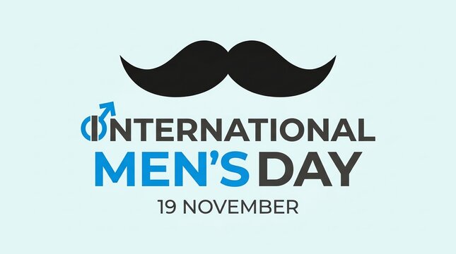 International Men's Day Greeting Card Design with Mustache Icon