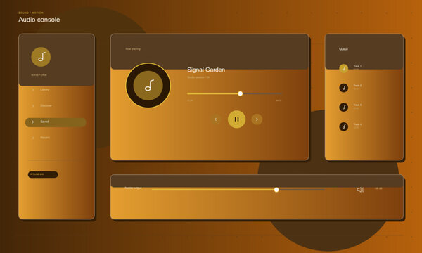 Audio Console User Interface Design Elements in Brown Gradient