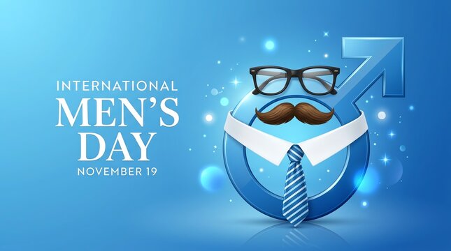 International Men's Day Celebration with Male Symbol Icon and Gentleman Accessories