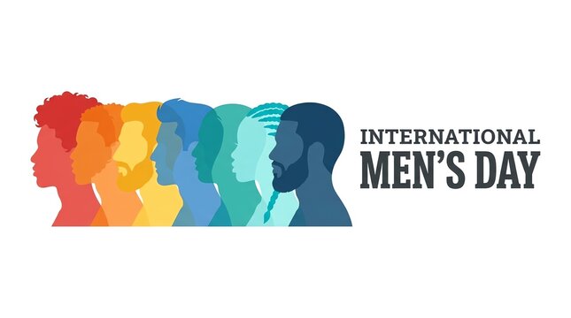 International Men's Day Greeting with Diverse Colorful Male Profiles