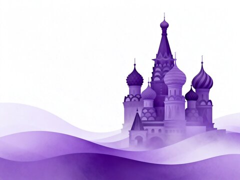 Stylized Illustration of Ornate Onion Dome Church Building