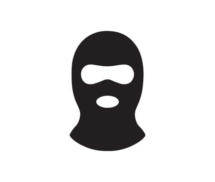 Black ski mask silhouette on a white background representing anonymity and security silhouette