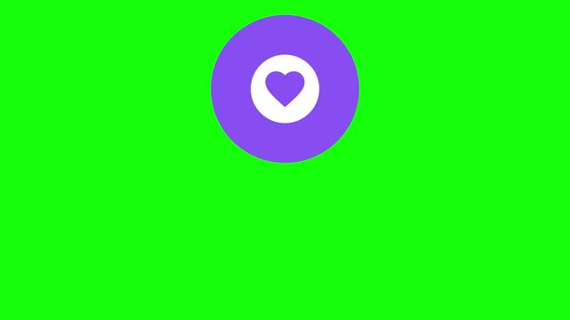 Heart in Circle Icon bouncing back and forth on a circular chip, Green Screen Loop Animation