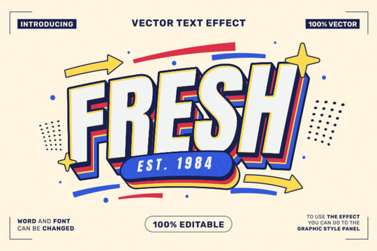 Editable Fresh Retro Layered Text Effect for Poster Branding and Apparel Design