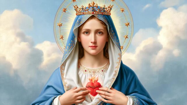Heavenly Mary Praying With a Heart Full of Love