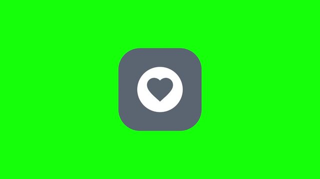 Heart in Circle Icon drifting left and right on a rounded square chip, Green Screen Loop Animation