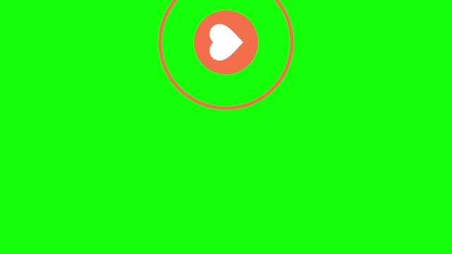 Heart in Circle Icon orbiting the screen counterclockwise inside a ring frame, Green Screen Loop Animation