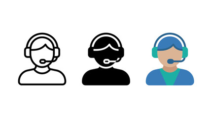 Fototapeta premium Support service representative icons with headset and person profile customer operator