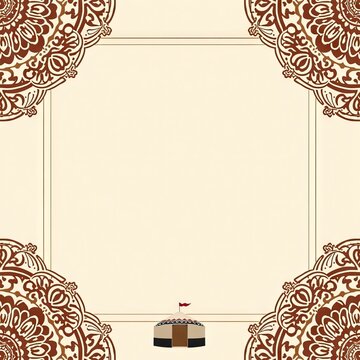Ornamental mandala frame with yurt illustration