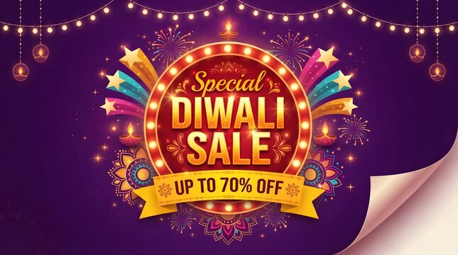 Special diwali sale up to 70 percent off festive banner