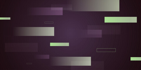 Obraz premium Abstract dark purple color gradient background with overlap motion green shapes pattern element concept design. Simple decoration banner style.