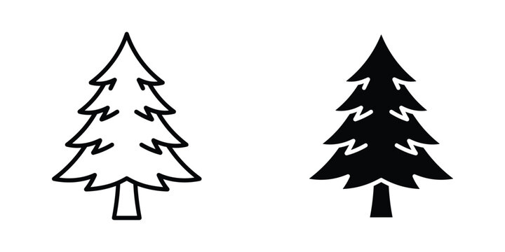 Pine tree icon set vector illustration featuring minimalist fir trees