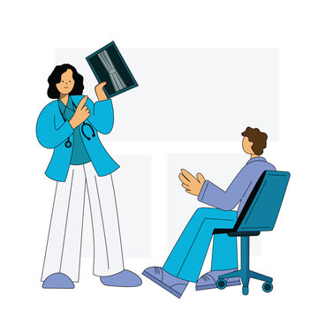 Doctor explaining X-ray results to patient