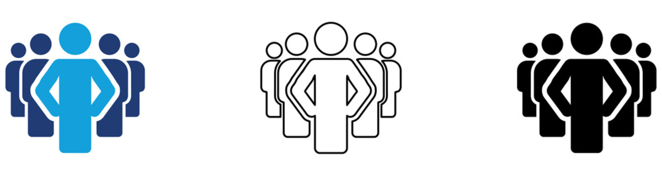 Multicolor Leadership Team Icon Set with Filled and Outline Styles for Team Management Workforce Leadership Employee Coordination and Business Organization Isolated on Transparent Background