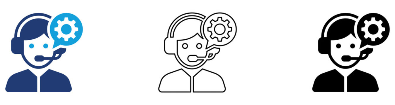 Multicolor Technical Support Icon Set with Filled and Outline Styles for IT Services Customer Assistance Troubleshooting Technology Management and Help Desk Operations 