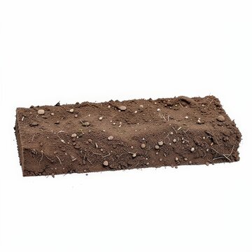 Firebreak sample of bare tilled soil with no vegetation, isolated strip for wildfire prevention and land management on white background