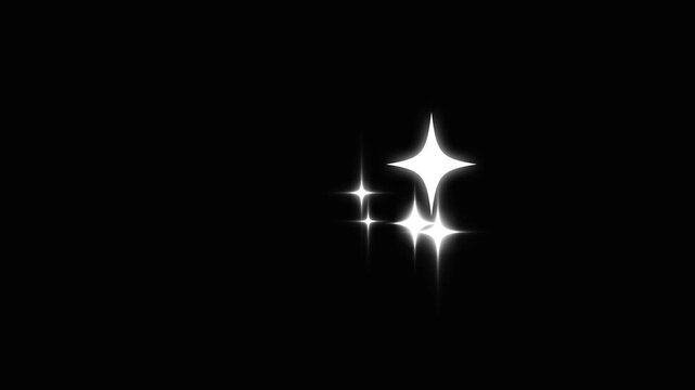 Star Twinkling Animation, Glitter Sparkle Stars Overlay. 4K Light Effect, Flat Vector Blinking Light, Shining Effect Glowing, Transparent Black Screen Background Motion Graphics.