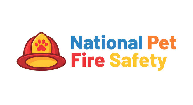 National pet fire safety logo with firefighter helmet and paw print icon