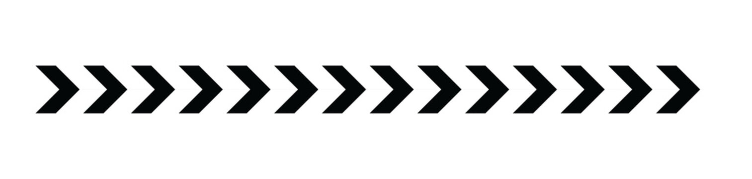 Horizontal row of chevron symbols pointing right with chevron pattern arrow pattern right direction repeating symbols directional marker graphic border arrow line design element pointing