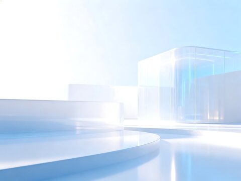 Modern Transparent Architectural Structures In Minimalist Space