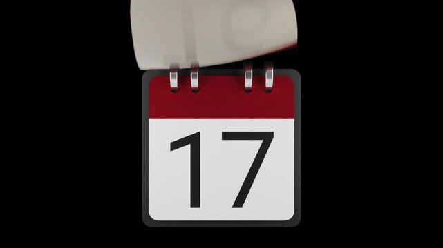 Flip Calendar Pages Turning Fast on Transparent Background 3D Animation