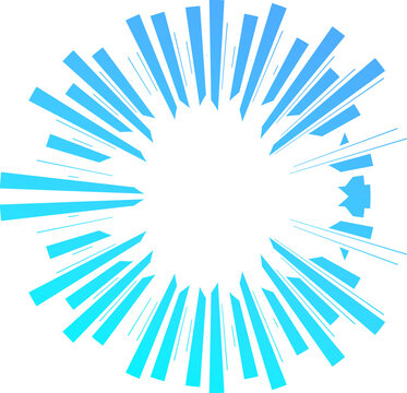 A modern bright blue and cyan bar equalizer circular graph