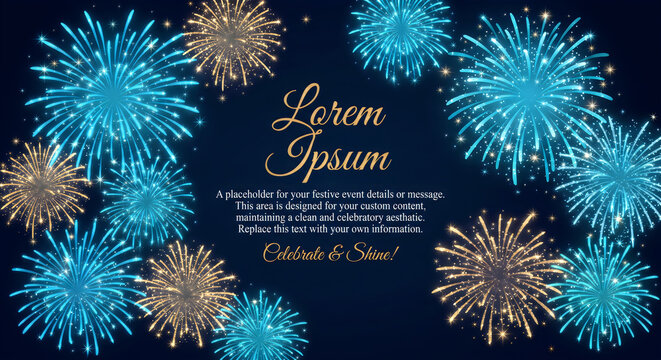 Fireworks display background with text lorem ipsum