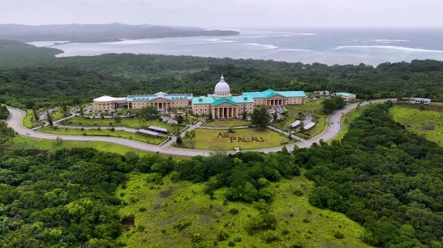 Aerial View of the Palau Capitol Building in Ngerulmud